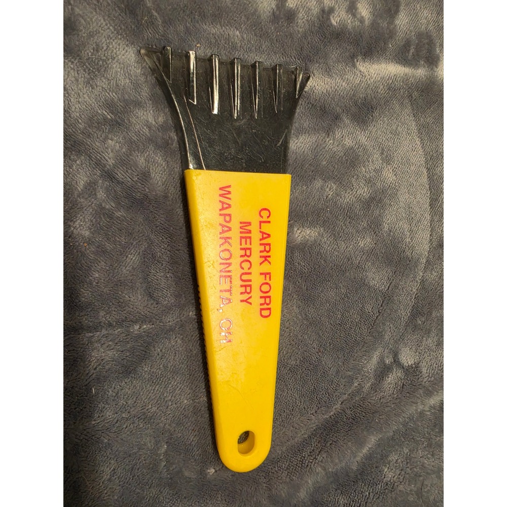 Vintage Clark Ford Mercury Wapakoneta OH Advertising Ice Scraper Yellow Black
